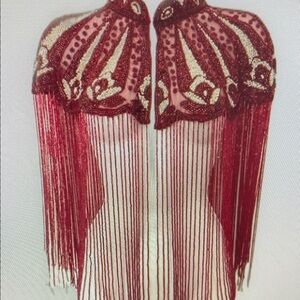 Elegant Red Beaded Cape